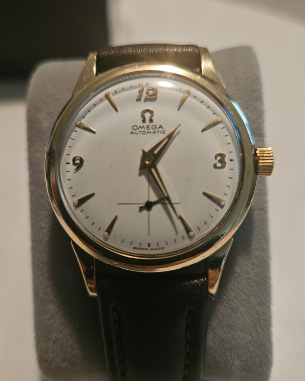 1955 Omega Vintage Aftermarket White Dial Aftermarket Leather Strap (FX6282)