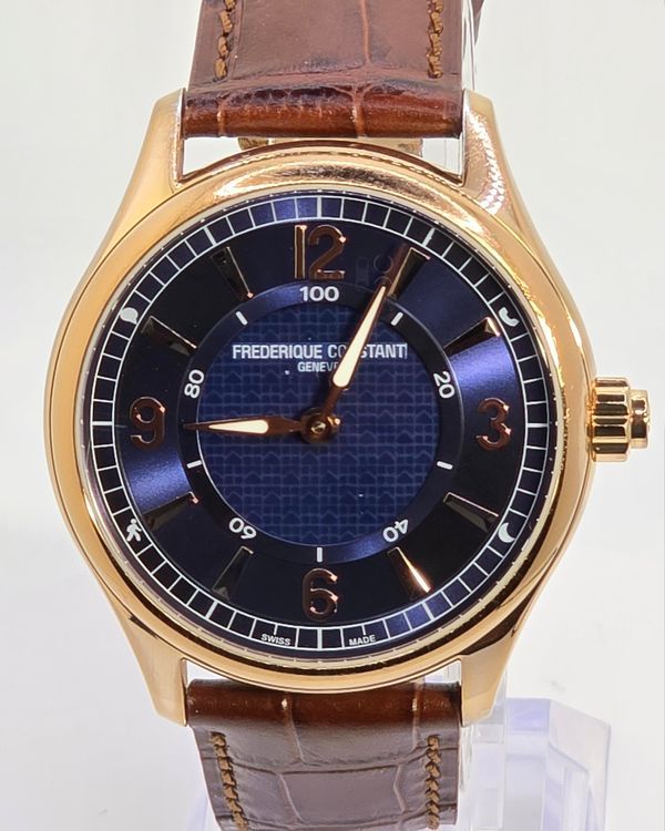 No Reserve - Frederique Constant Horological Smartwatch 42MM Quartz Blue Dial Aftermarket Leather Strap (FC-282AN5B4)