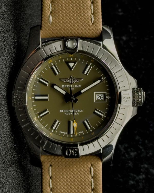 2021 Breitling Avenger 43MM Khaki Green Dial Textile Strap (A17318)