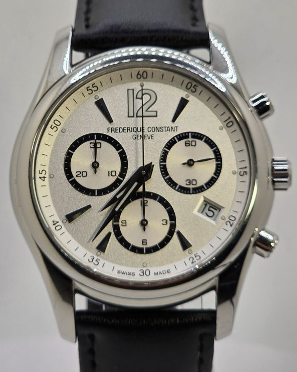 No Reserve - 2012 Frederique Constant Geneve 38MM Quartz Silver Dial Aftermarket Leather Strap (Fc292X4B24/5/6)