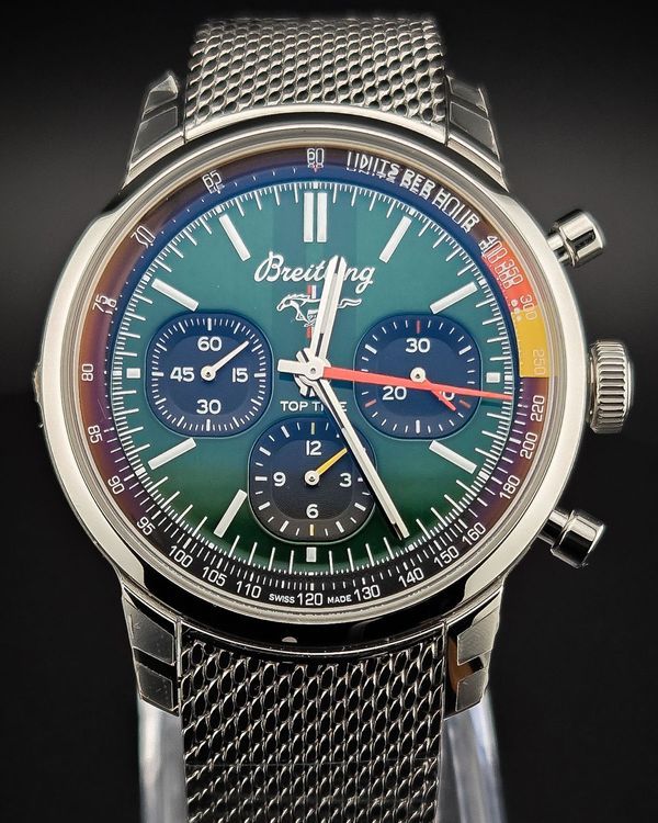 2025 Breitling Top Time B01 "Ford Mustang" 41MM Green Dial Steel Bracelet (AB01762A1L1A1)