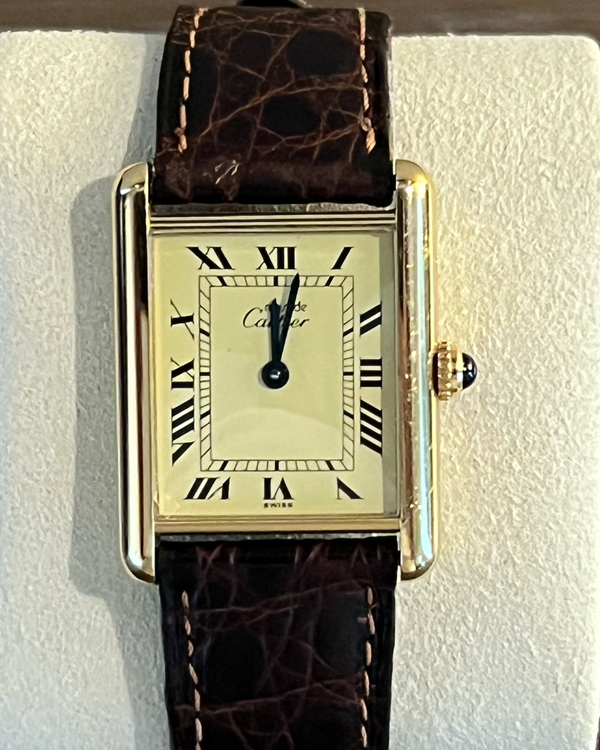 1980 Cartier Tank Must de Cartier 23.5MM Quartz Ivory Dial Leather Strap (580005)