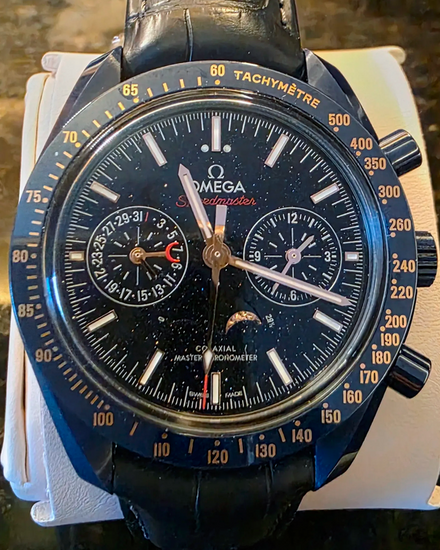 2023 Omega Speedmaster Moonphase "Blue Side of the Moon" 44.25MM Aventurine Dial Leather Strap (304.93.44.52.03.002)
