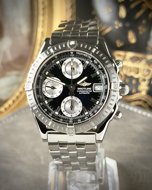 2001 Breitling Chronomat 39MM Black Dial Steel Bracelet (A13552)