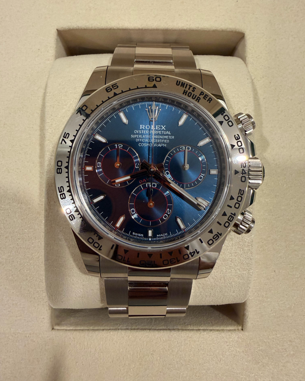 2026 Rolex Cosmograph Daytona 40MM Blue Dial White Gold Oyster Bracelet (126509)