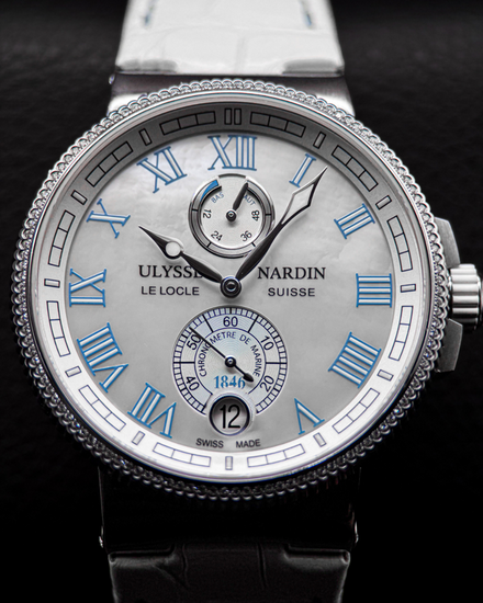2014 Ulysse Nardin Marine Chronometer 43MM Mother of Pearl Dial Leather Strap (1183-126B/430)
