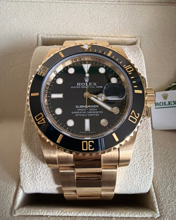 2020  Rolex Submariner Date 41MM Black Dial Yellow Gold Oyster Bracelet (116618LN)