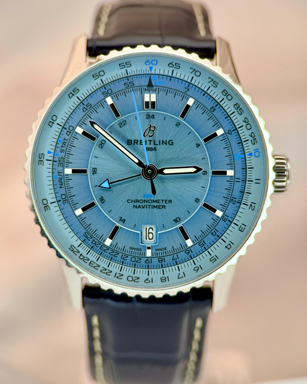 Breitling Navitimer GMT 41MM Ice Blue Dial Leather Strap (A32310171C1P1)