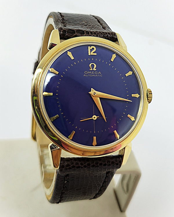 1954 Omega Vintage 35.5MM Aftermarket Blue Dial Aftermarket Leather Strap (2709)