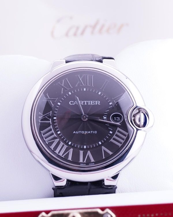 2018 Cartier Ballon Bleu 42MM Black Dial Alligator Leather Strap (WSBB0003)