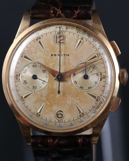Zenith Vintage Stellina 37.5MM Cream Dial Aftermarket Leather Strap (19518)