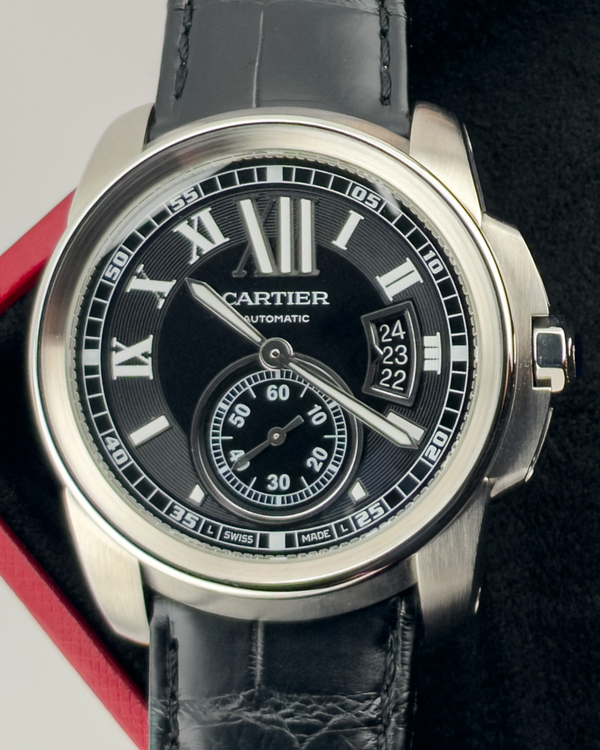 2015 Cartier Calibre de Cartier 42MM Black Dial Leather Strap (W7100041)