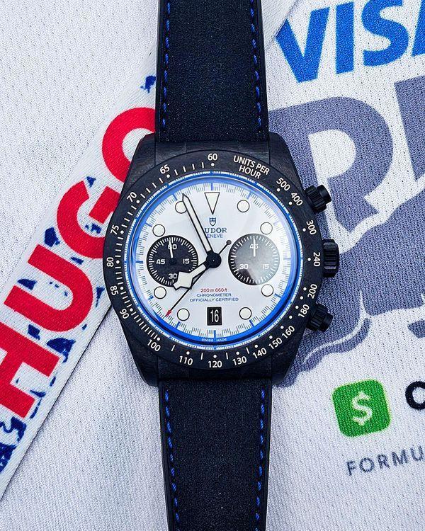 2025 Tudor Black Bay Chrono "Carbon 25" L.E. 42MM White Dial Leather Strap (M79377KN)