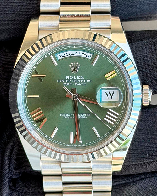 2024 Rolex Day-Date 40MM Green Dial Platinum President Bracelet (228236)