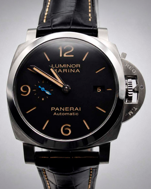 2017 Panerai Luminor Marina 1950 3 Days 44MM Black Dial Leather Strap (PAM01312)