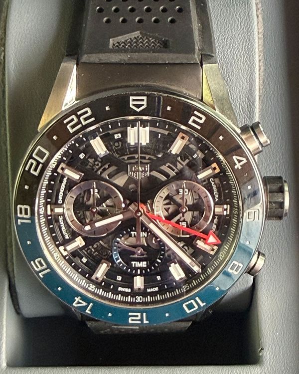 No Reserve - 2024 TAG Heuer Carrera 45MM Skeleton Dial Rubber Strap (CBG2A1Z.FT6157)