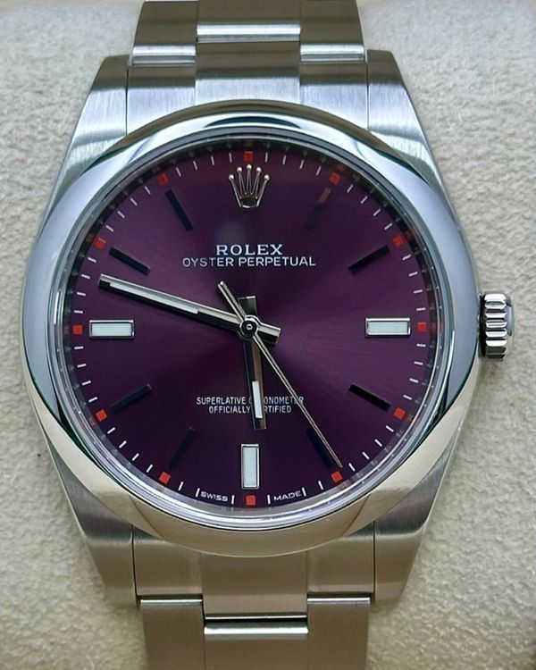 Rolex Oyster Perpetual 39MM Purple Dial Oyster Bracelet (114300)