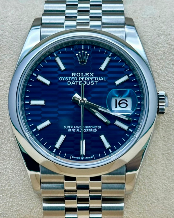 2023 Rolex Datejust 36MM Blue "Fluted Motif" Dial Jubilee Bracelet (126200)