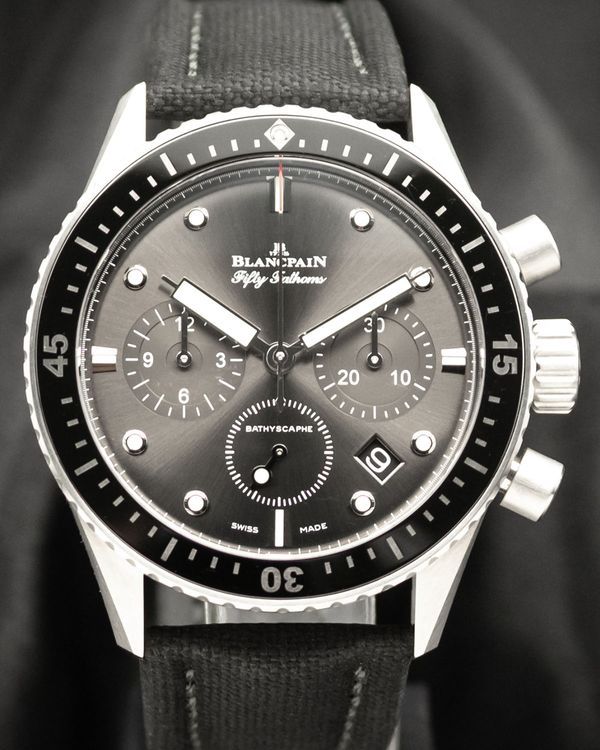 No Reserve - 2023 Blancpain Fifty Fathoms Bathyscaphe Chronographe Flyback 43MM Grey Dial Textile Strap (5200-1110-B52A)