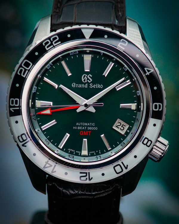 2022 Grand Seiko Sport GMT "Mount Iwate" 44.2MM Green Dial Leather Strap (SBGJ239G)