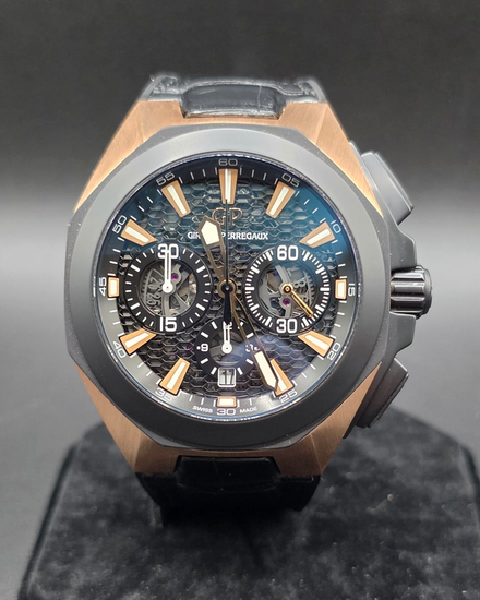 Girard Perregaux Chrono Hawk 44MM Skeleton Dial Leather Strap (49971-34-632-BB6C)