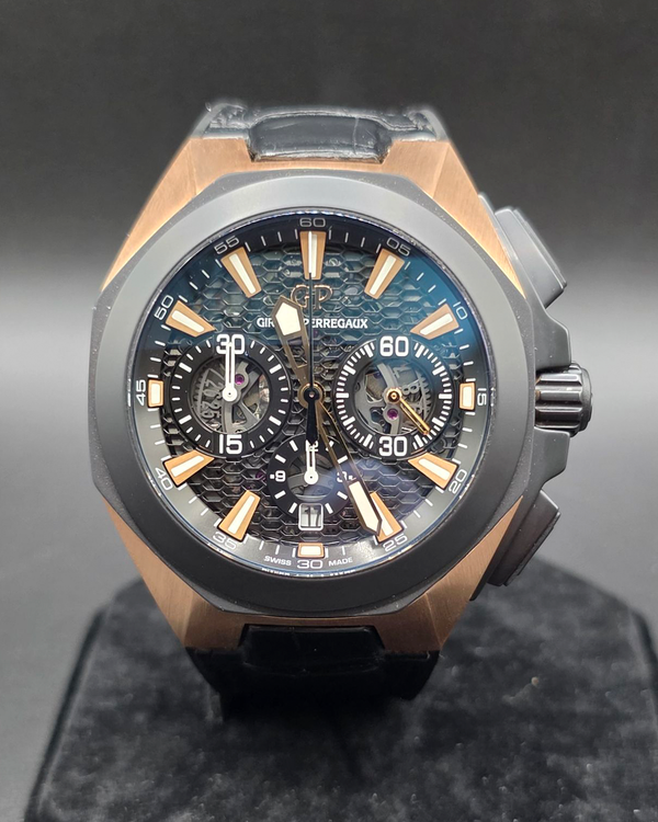Girard Perregaux Chrono Hawk 44MM Skeleton Dial Leather Strap (49971-34-632-BB6C)