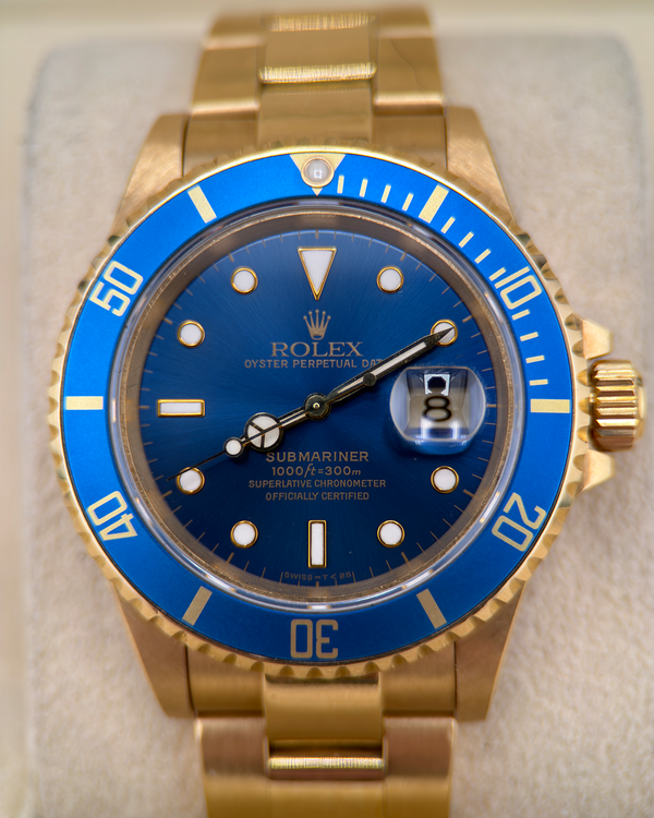 Rolex Submariner Date "Bluesy" 40MM Blue Dial Yellow Gold Oyster Bracelet (16618)