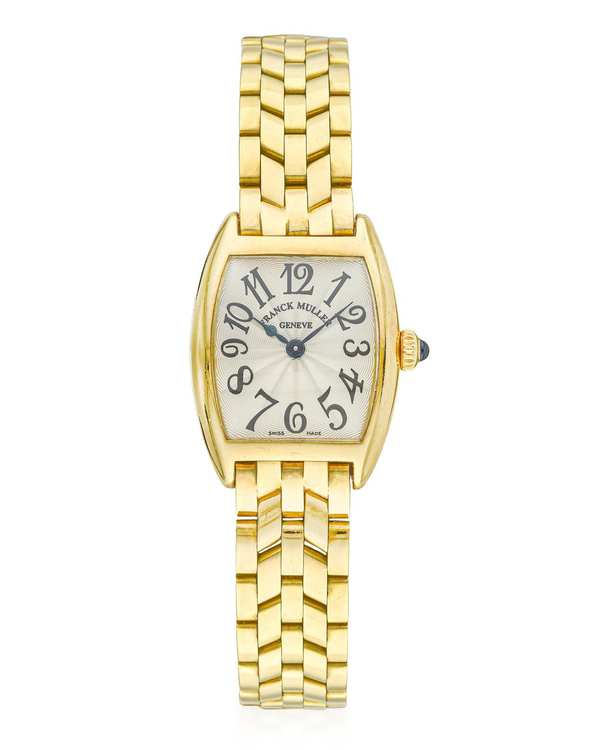 (WORKING) Franck Muller Curvex 22MM Quartz Silver Dial Yellow Gold Bracelet (2251 QZ)