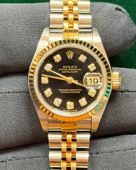 1994 Rolex Lady-Datejust 26MM Black Dial Two-Tone Jubilee Bracelet (69173)