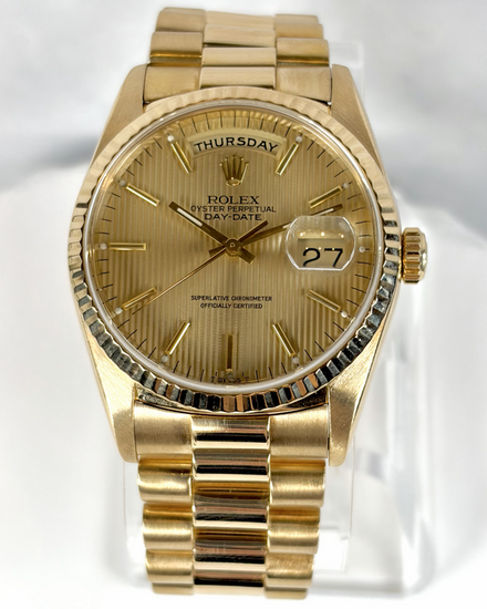 1990 Rolex Day-Date 36MM Champagne Dial Yellow Gold President Bracelet (18238)