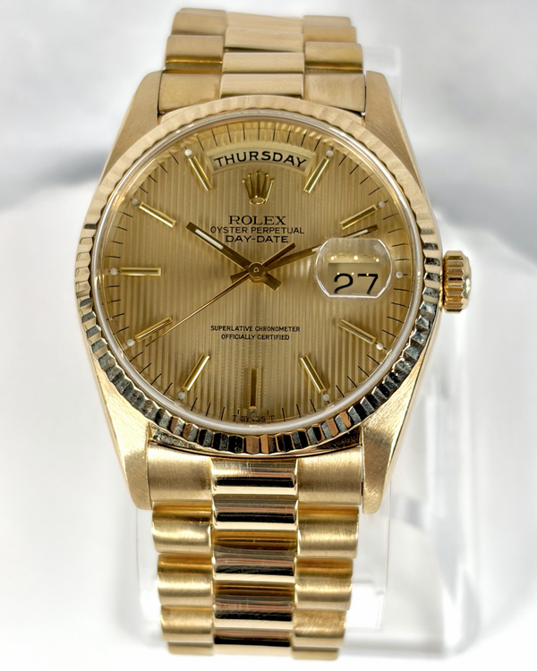 1990 Rolex Day-Date 36MM Champagne Dial Yellow Gold President Bracelet (18238)