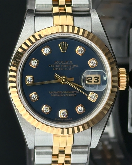 2001 Rolex Lady-Datejust 26MM Blue Dial Two-Tone Jubilee Bracelet (79173)