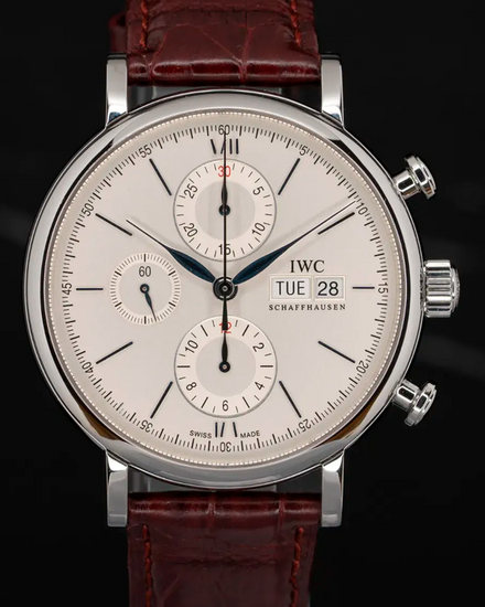 2019 IWC Schaffhausen Portofino Chronograph 42MM Silver Dial Leather Strap (IW391027)