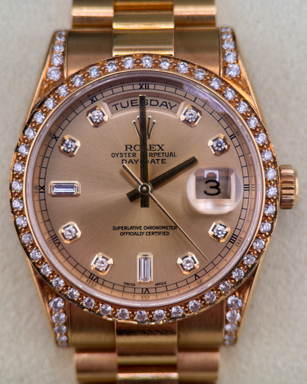 Rolex Day-Date 36MM Champagne Dial Rose Gold President Bracelet (118238)