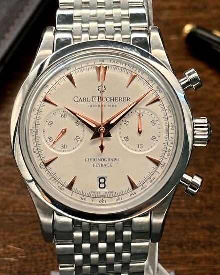 No Reserve - Carl F. Bucherer Manero Flyback 40MM White Dial Steel Bracelet (00.10927.08.13.21)