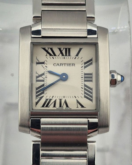 No Reserve - Cartier Tank 20MM Quartz White Dial Steel Bracelet (W51008Q3)
