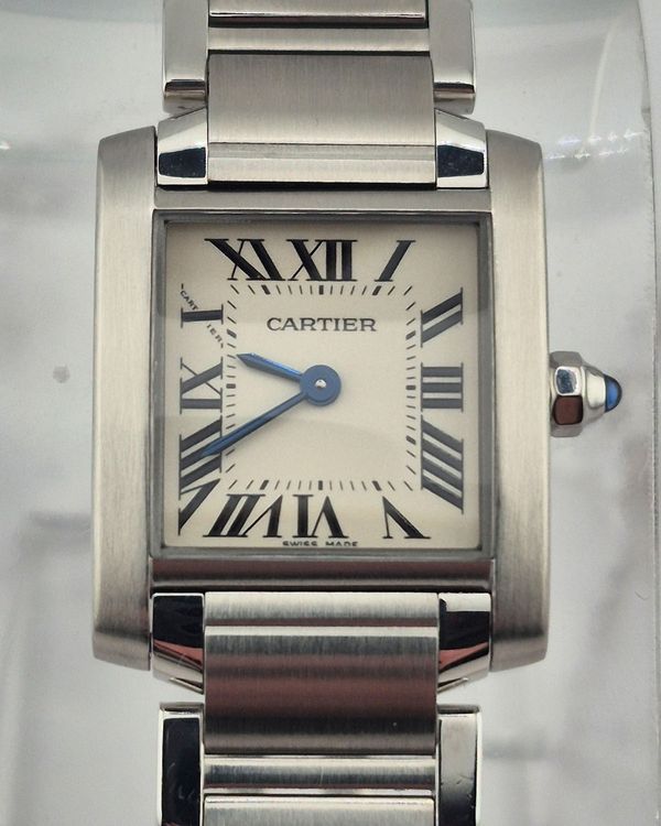 No Reserve - Cartier Tank 20MM Quartz White Dial Steel Bracelet (W51008Q3)