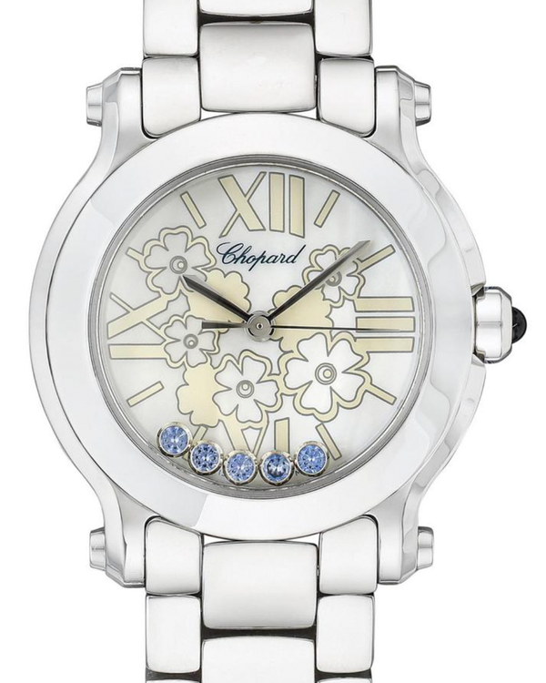 Chopard Happy Sport 36MM Silver Flower Dial Steel Bracelet (8509)