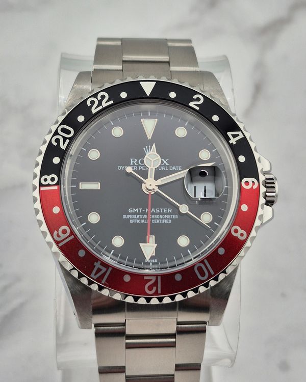 No Reserve - 1999 (A Serial) Rolex GMT-Master "Coke" 40MM Aftermarket Black Dial Steel Bracelet (16700)