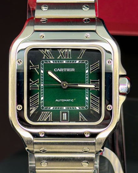 2026 Cartier Santos De Cartier Large 39.8MM Green Dial Steel Bracelet (WSSA0062)