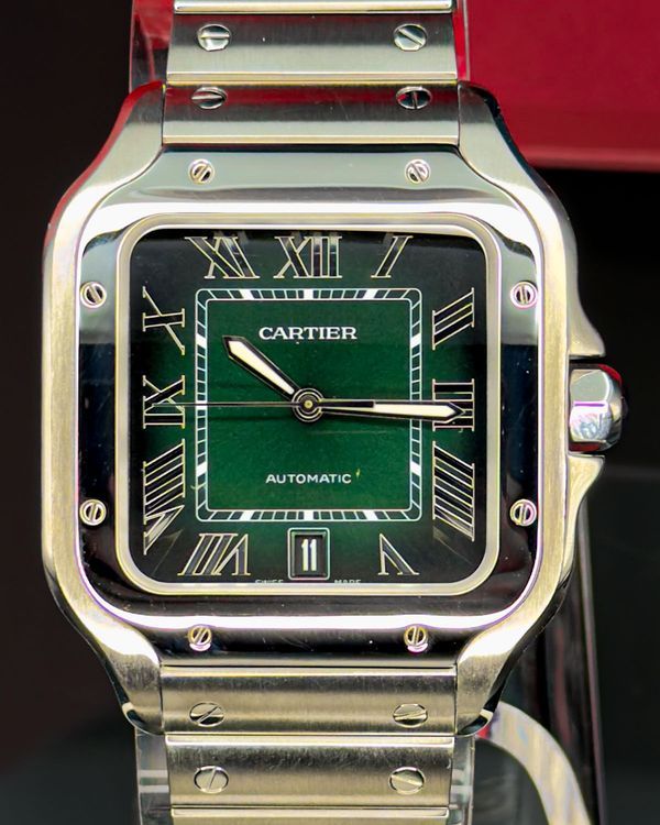 2026 Cartier Santos De Cartier Large 39.8MM Green Dial Steel Bracelet (WSSA0062)