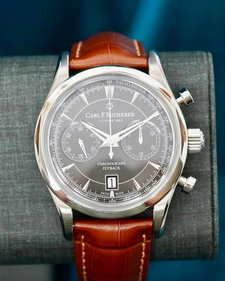 No Reserve - Carl F. Bucherer Manero Chronograph 43MM Black Dial Leather Strap (00.10919.08.33.01)