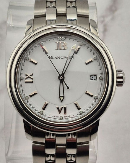 No Reserve - 2003 Blancpain Leman Ultra Slim 38MM White Dial Steel Bracelet (2100-1127-11)