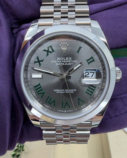 No Reserve - 2026 Rolex Datejust "Wimbledon" 41MM Slate Dial Jubilee Bracelet (126300)
