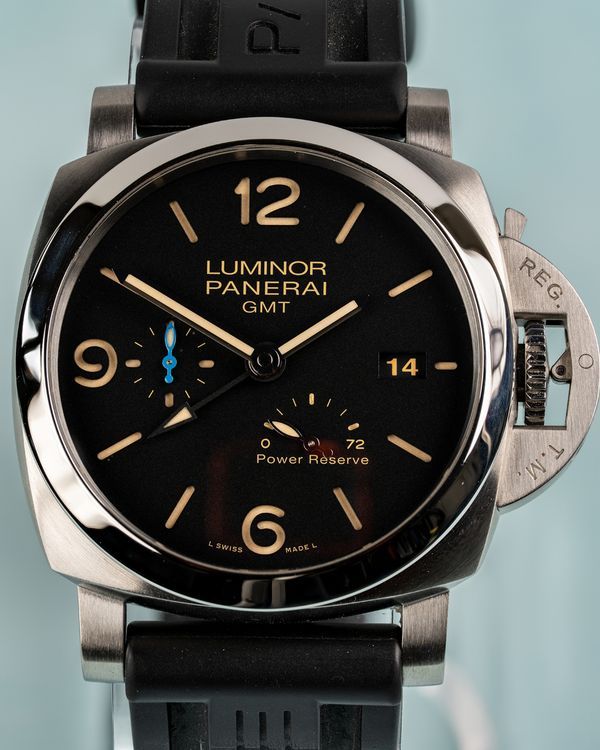 No Reserve - 2021 Panerai Luminor 1950 3 Days GMT 44MM Black Dial Rubber Strap (PAM01321)
