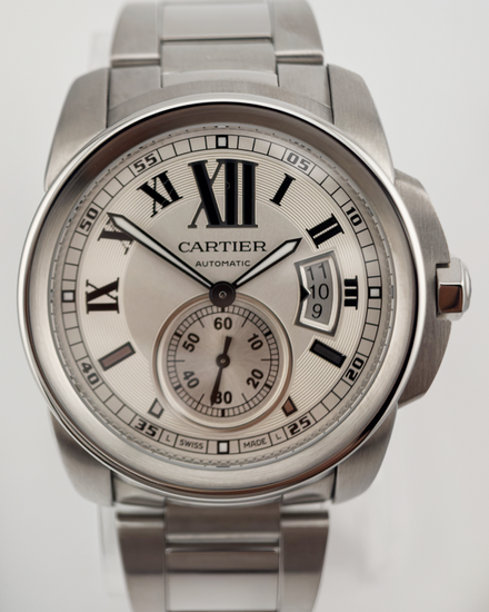 No Reserve - 2017 Cartier Calibre de Cartier 42MM Silver Dial Steel Bracelet (W7100015)