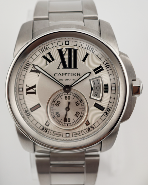 No Reserve - 2017 Cartier Calibre de Cartier 42MM Silver Dial Steel Bracelet (W7100015)