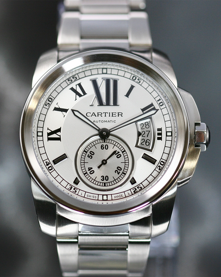 No Reserve - 2015 Cartier Calibre de Cartier 42MM Silver Dial Steel Bracelet (W7100015)
