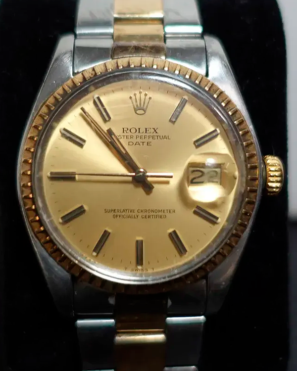 Rolex Oyster Perpetual Date 34MM Champagne Dial Two-Tone Oyster Bracelet (1505)