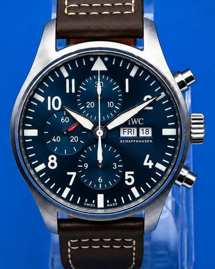 2019 IWC Schaffhausen Pilot Chronograph "Le Petit Prince" 43MM Blue Dial Leather Strap (IW377714)